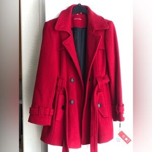 Red Calvin Klein Wool Peacoat/Jacket coat XL.